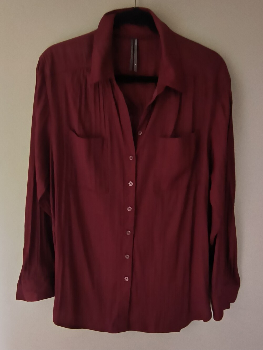 Anthropologie Maroon Red Button Down Long sleeve Shirt Size Medium